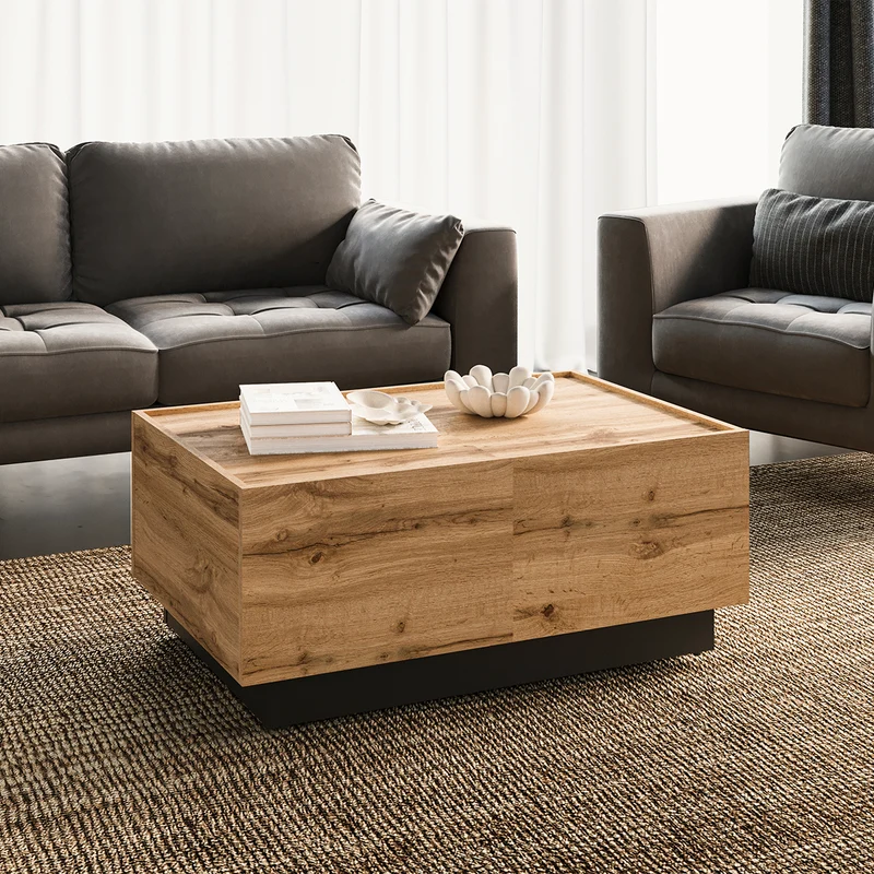 Table basse ouvrante Ekko Bois et Noir