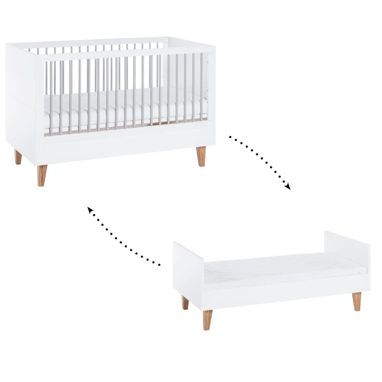 Lit bébé évolutif et Commode à langer Vox Concept Jaune