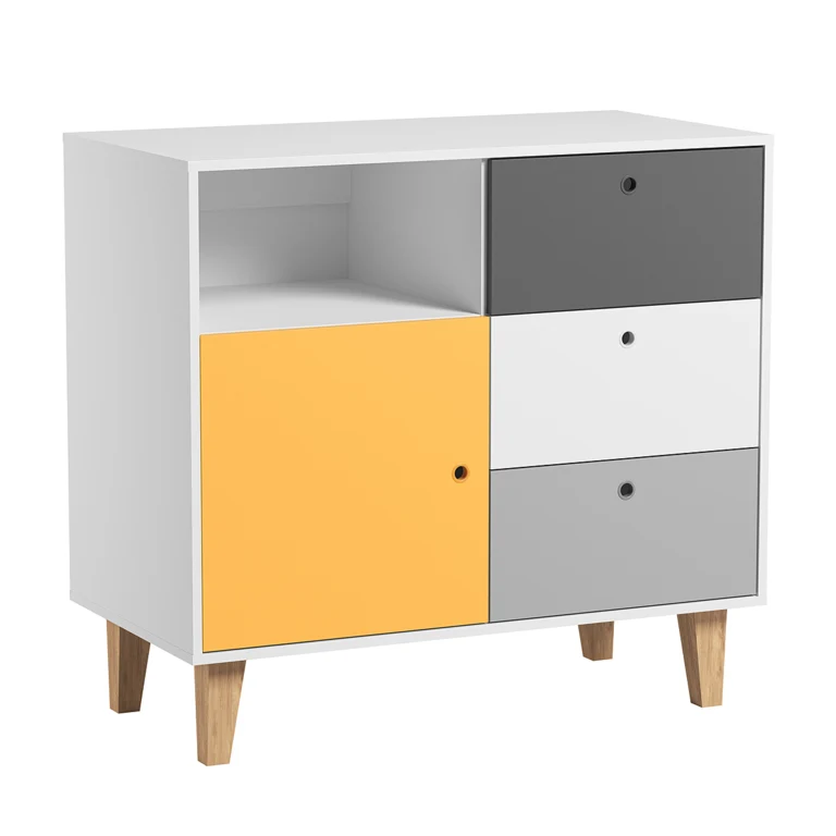 Lit bébé évolutif et Commode à langer Vox Concept Jaune