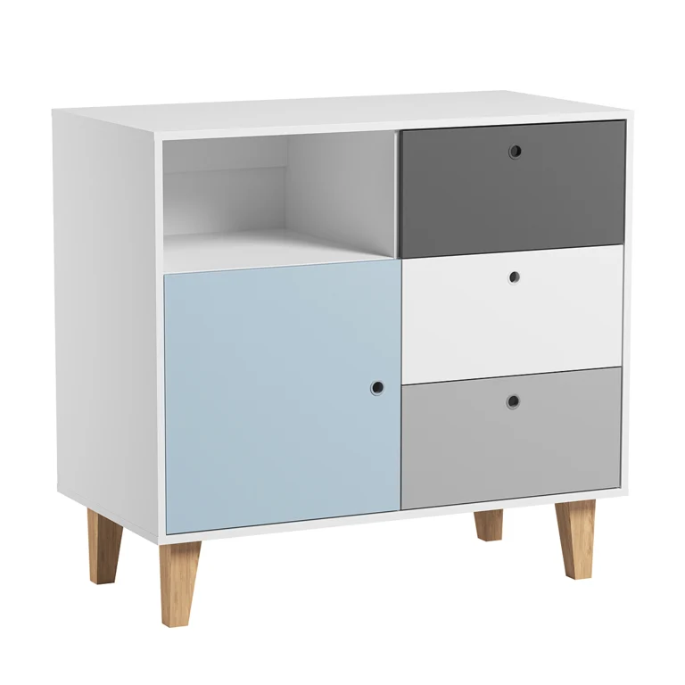 Commode 3 tiroirs et Armoire Vox Concept Bleu