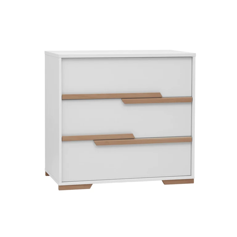 Commode 3 tiroirs et Armoire Pinio Snap Blanc et bois