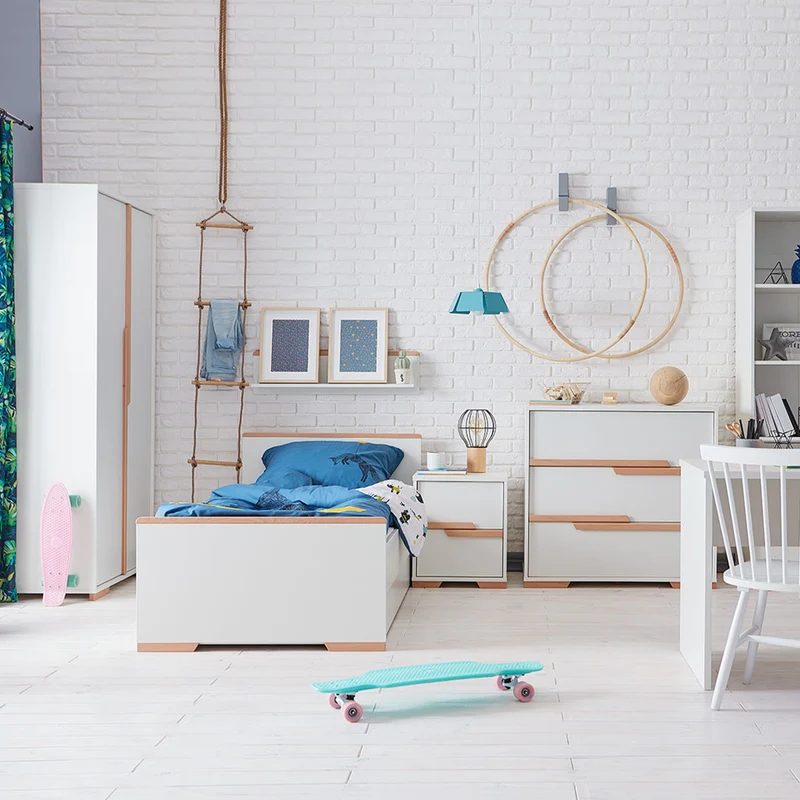 Commode 3 tiroirs et Armoire Pinio Snap Blanc et bois