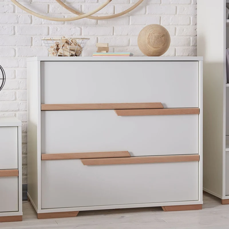 Commode 3 tiroirs et Armoire Pinio Snap Blanc et bois
