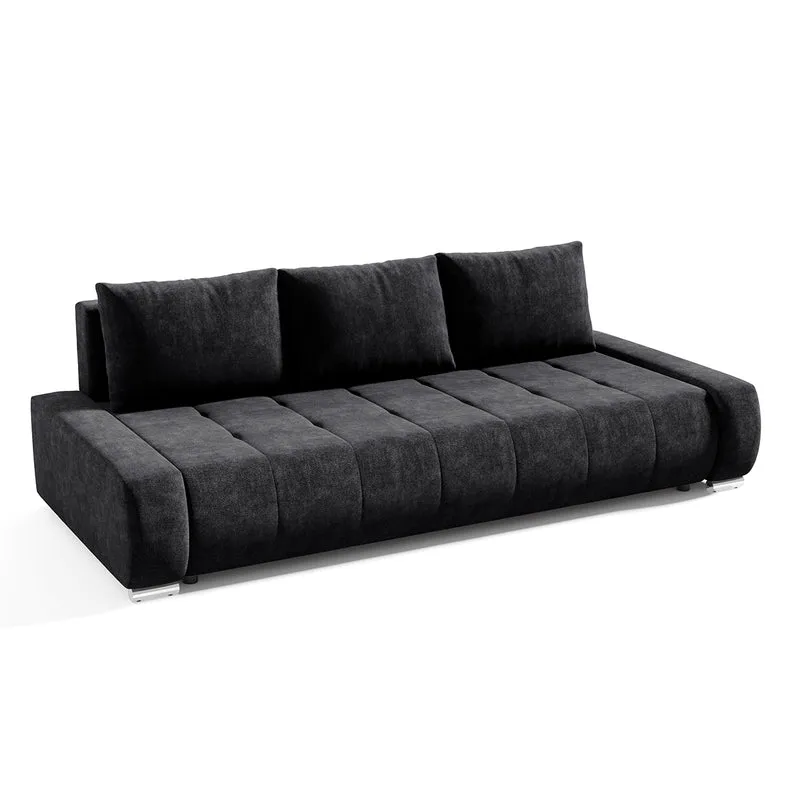 Canapé convertible 3 places avec coffre Jonas Gris anthracite