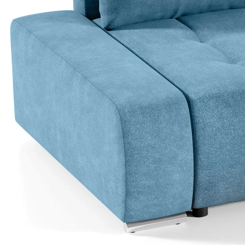 Canapé d'angle convertible droit 4 places avec coffre Jonas Bleu