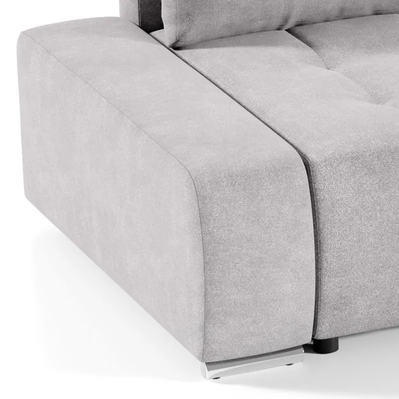 Canapé d'angle convertible droit 4 places avec coffre Jonas Gris clair