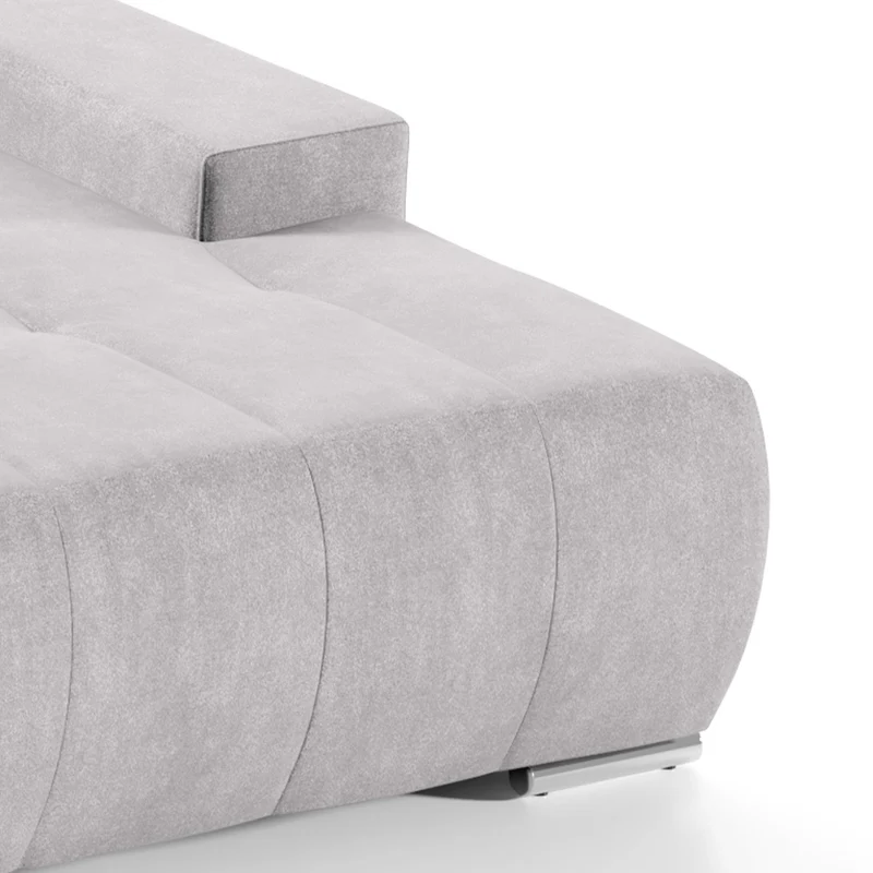 Canapé d'angle convertible droit 4 places avec coffre Jonas Gris clair
