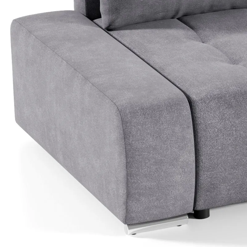 Canapé d'angle convertible droit 4 places avec coffre Jonas Gris foncé