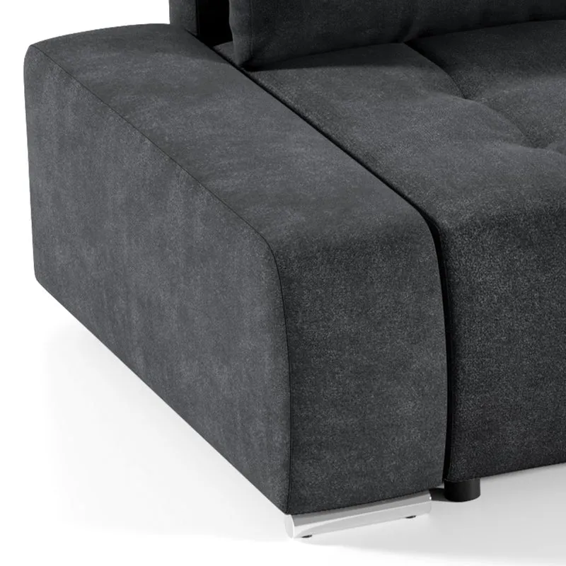 Canapé d'angle convertible droit 4 places avec coffre Jonas Gris anthracite