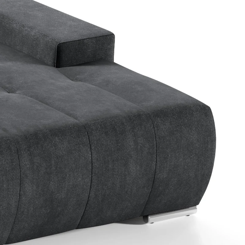 Canapé d'angle convertible droit 4 places avec coffre Jonas Gris anthracite