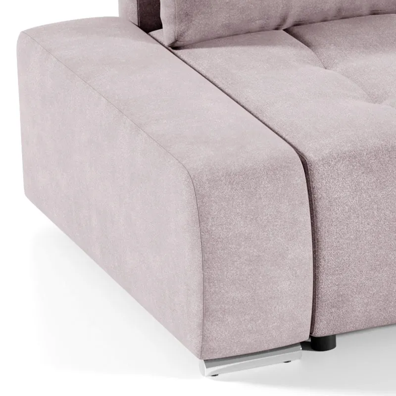 Canapé d'angle convertible droit 4 places avec coffre Jonas Rose