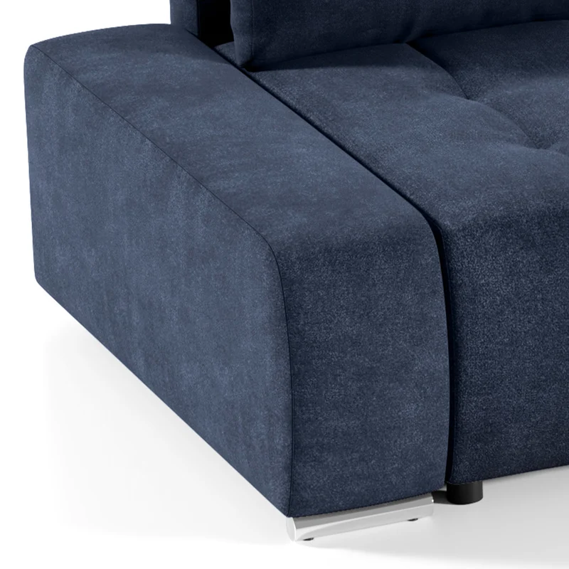 Canapé d'angle convertible droit 4 places avec coffre Jonas Bleu Marine