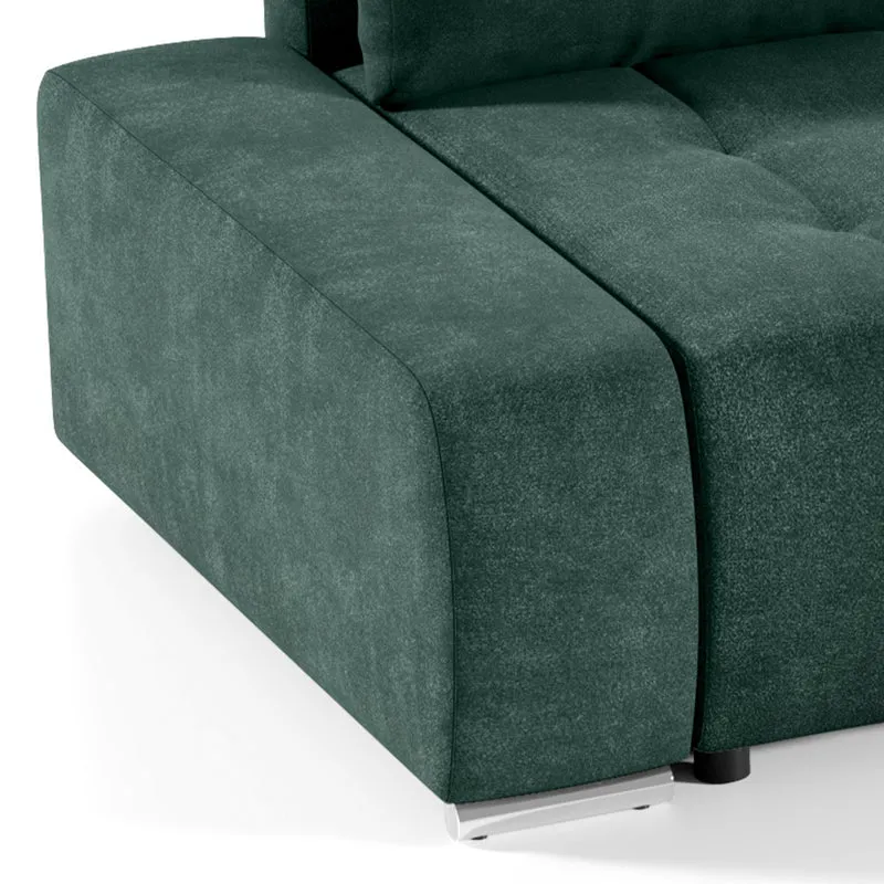Canapé d'angle convertible droit 4 places avec coffre Jonas Vert