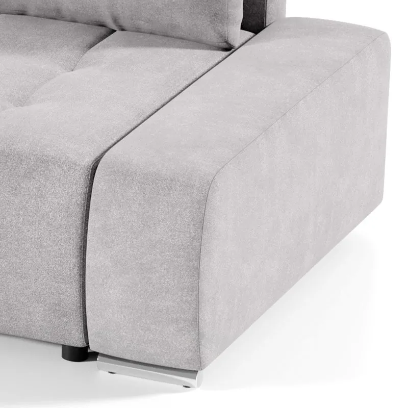 Canapé d'angle convertible gauche 4 places avec coffre Jonas Gris clair
