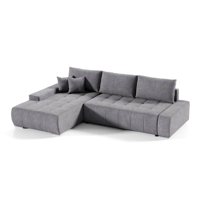 Canapé d'angle convertible gauche 4 places avec coffre Jonas Gris foncé
