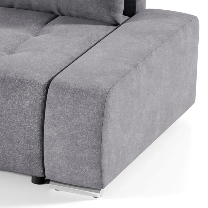 Canapé d'angle convertible gauche 4 places avec coffre Jonas Gris foncé