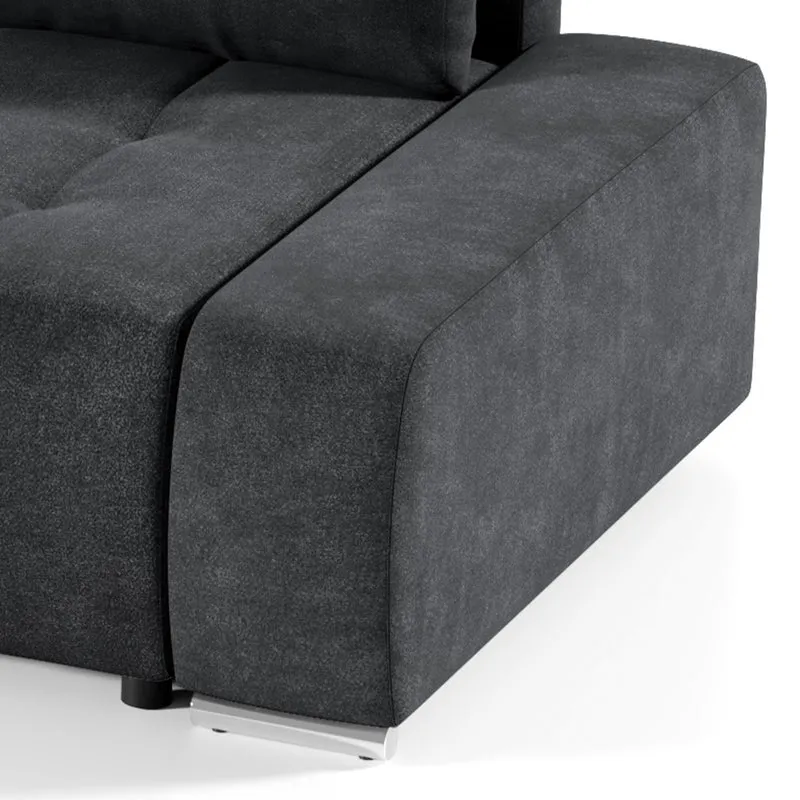 Canapé d'angle convertible gauche 4 places avec coffre Jonas Gris anthracite
