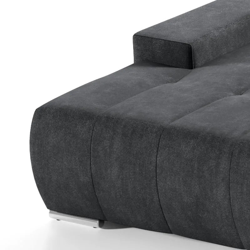 Canapé d'angle convertible gauche 4 places avec coffre Jonas Gris anthracite