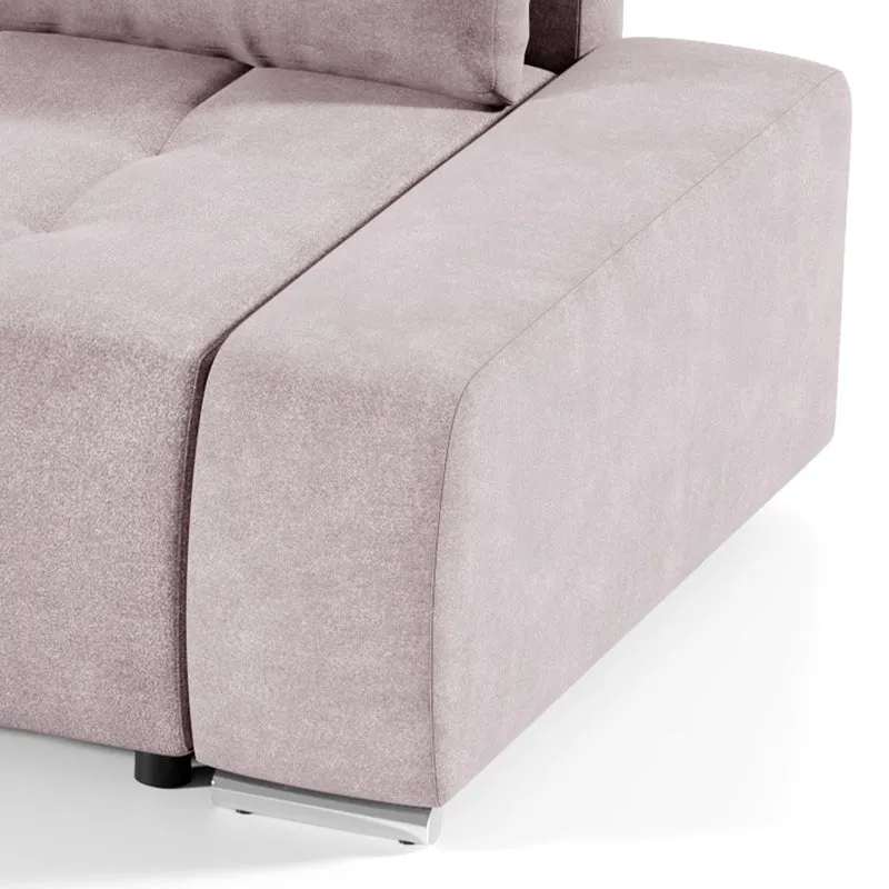Canapé d'angle convertible gauche 4 places avec coffre Jonas Rose