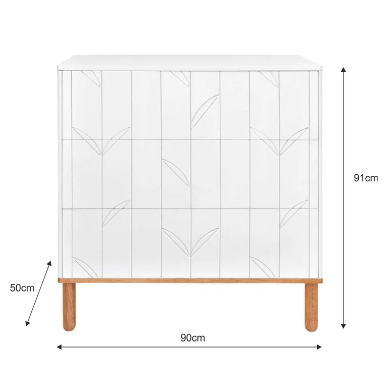 Lit évolutif 70x140 et commode 3 tiroirs Bellamy Toteme Botanic Blanc et bois