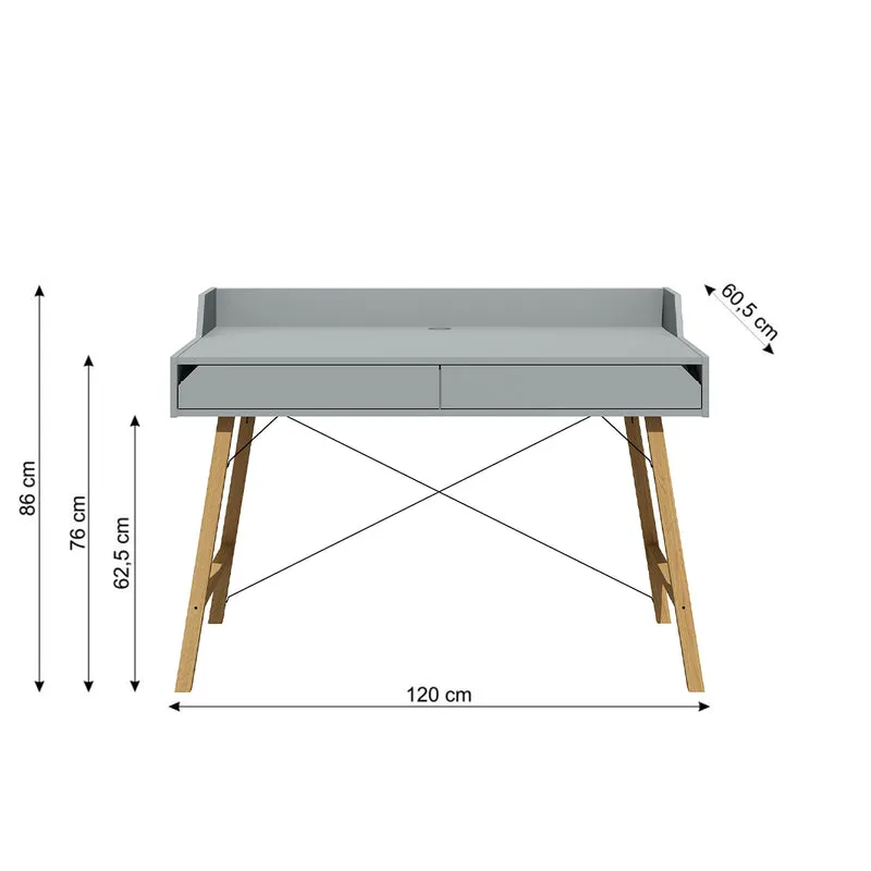 Bureau 2 tiroirs Bellamy Lotta Gris