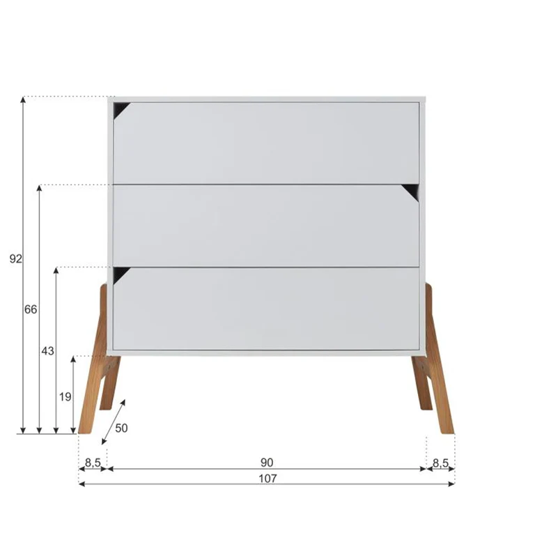 Commode 3 tiroirs et armoire 2 portes Bellamy Lotta Blanc