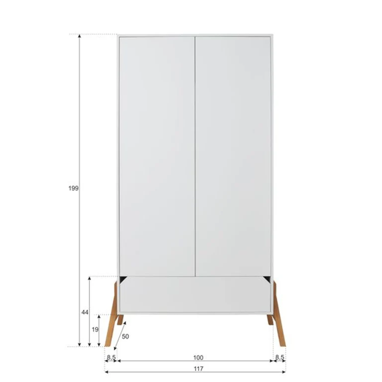 Commode 3 tiroirs et armoire 2 portes Bellamy Lotta Blanc