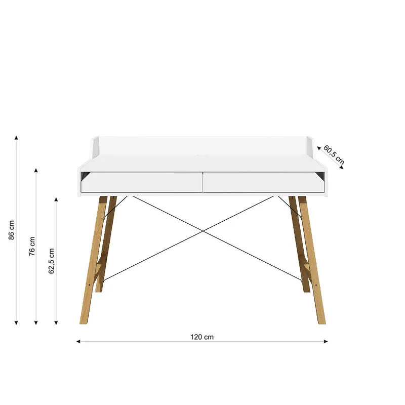 Bureau 2 tiroirs Bellamy Lotta Blanc