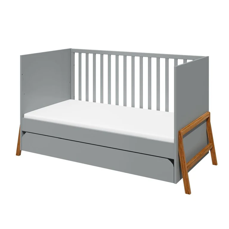 Lit évolutif 70x140 et commode 3 tiroirs Bellamy Lotta Gris