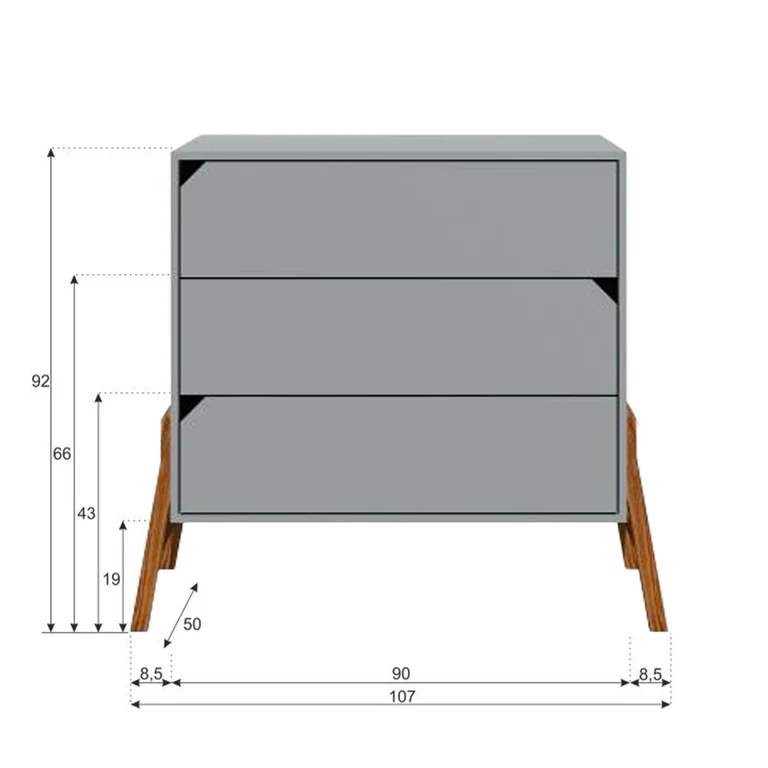 Lit évolutif 70x140 et commode 3 tiroirs Bellamy Lotta Gris