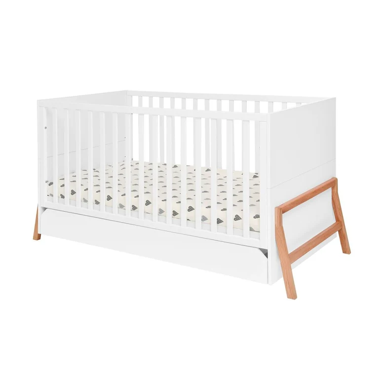 Lit évolutif 70x140 et commode 6 tiroirs Bellamy Lotta Blanc
