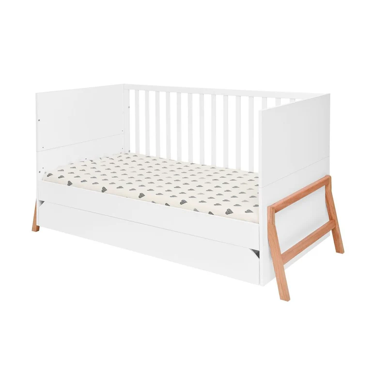 Lit évolutif 70x140 et commode 6 tiroirs Bellamy Lotta Blanc