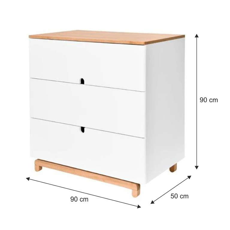 Commode 3 tiroirs Bellamy Nomi Blanc et bois