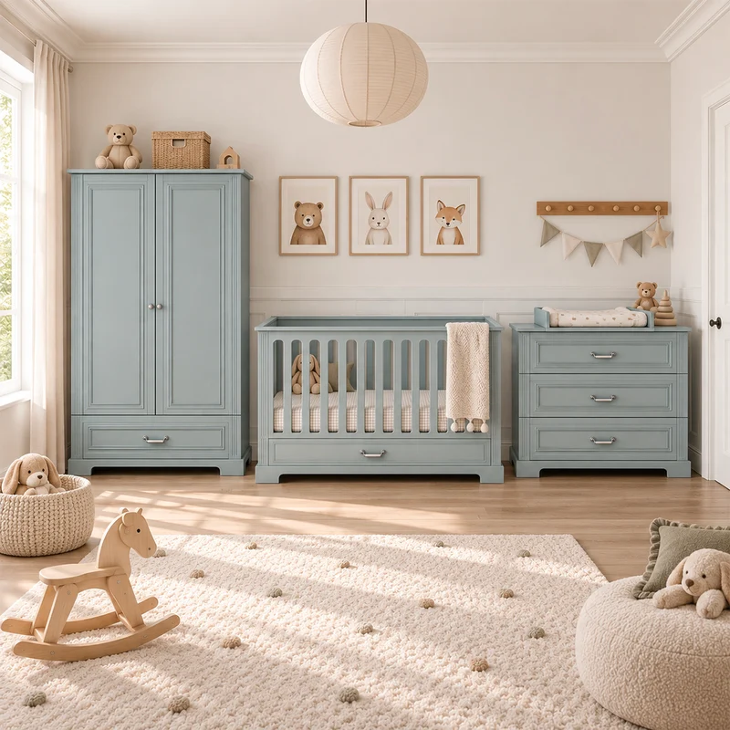 Commode 3 tiroirs et armoire 2 portes Bellamy Ines Gris