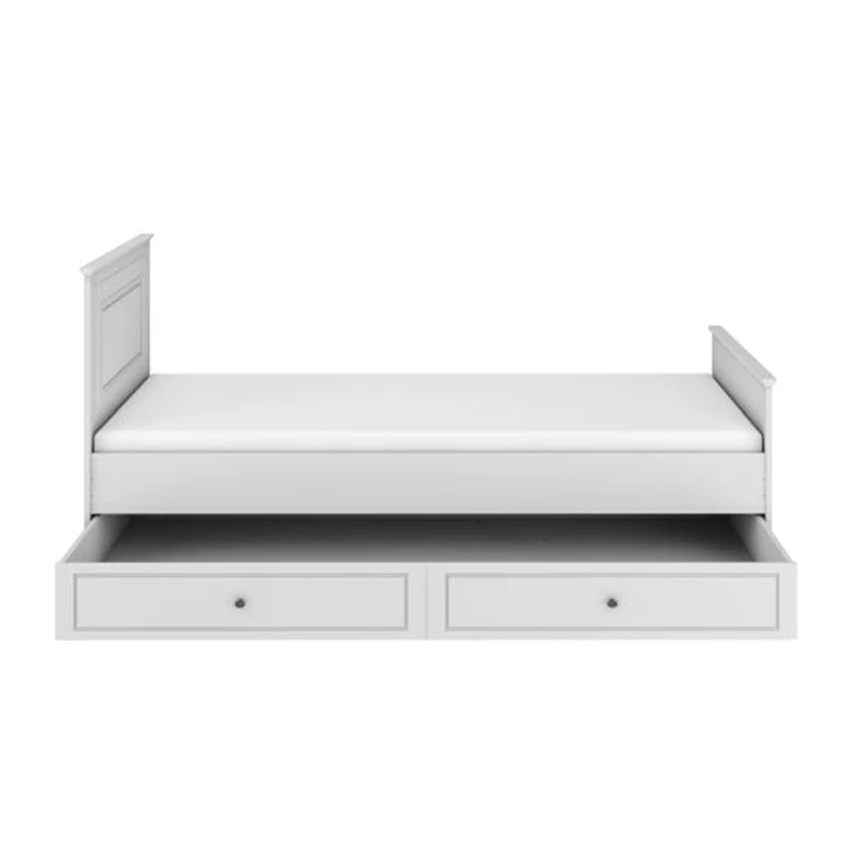 Lit 90x200 sommier et tiroir inclus Bellamy Ines Blanc