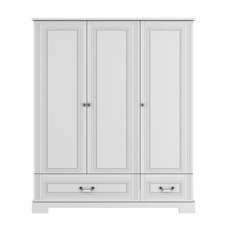 Armoire 3 portes 2 tiroirs Bellamy Ines Blanc