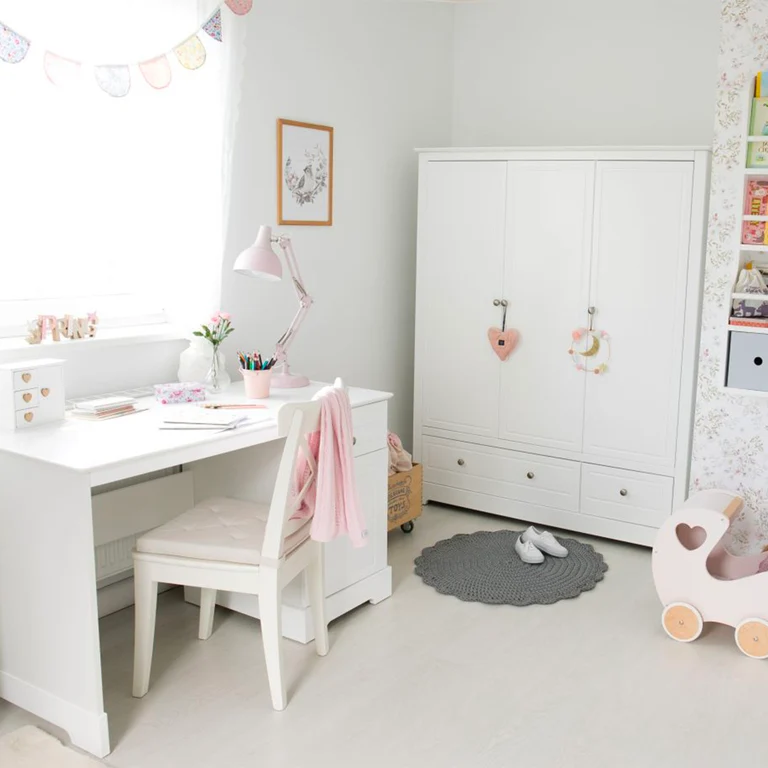 Armoire 3 portes 2 tiroirs Bellamy Marylou Blanc