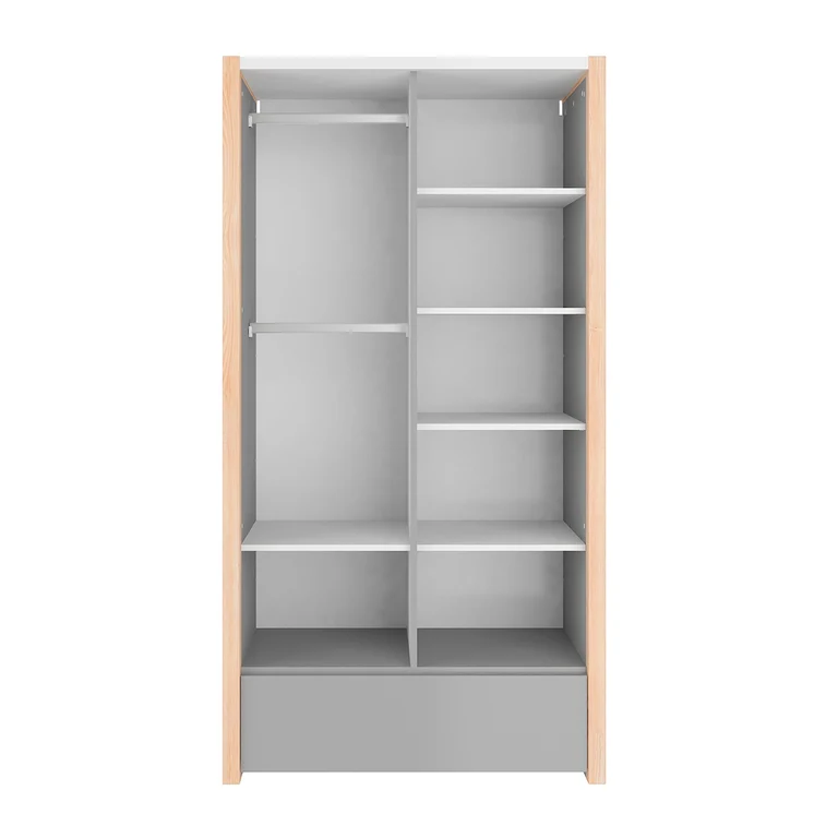 Armoire 2 portes 1 tiroir Bellamy Pinette Blanc et gris
