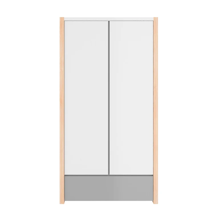 Armoire 2 portes 1 tiroir Bellamy Pinette Blanc et gris