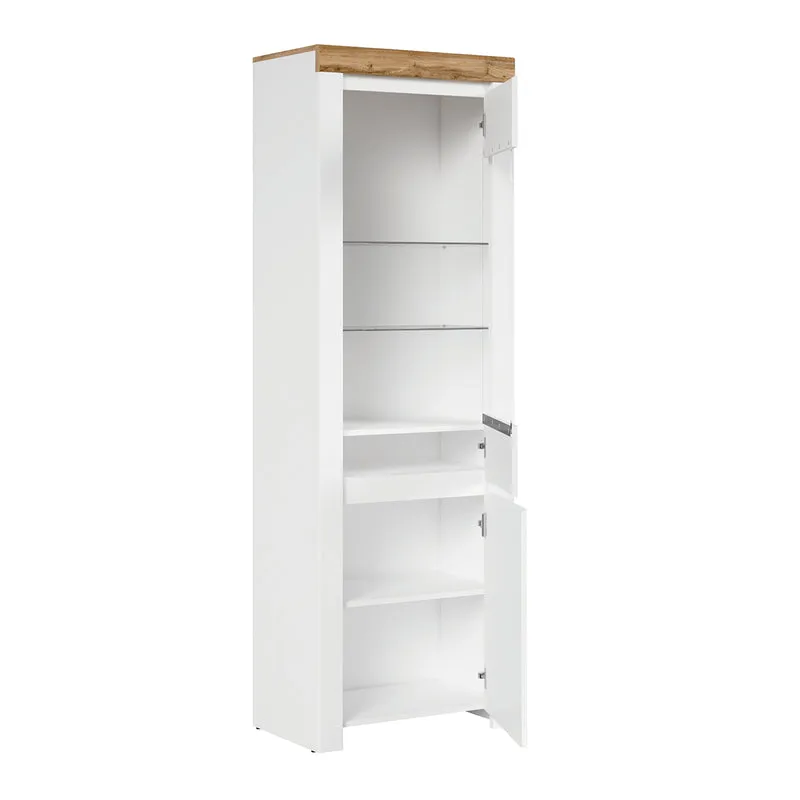 Vitrine 2 portes Hella Blanc et Bois