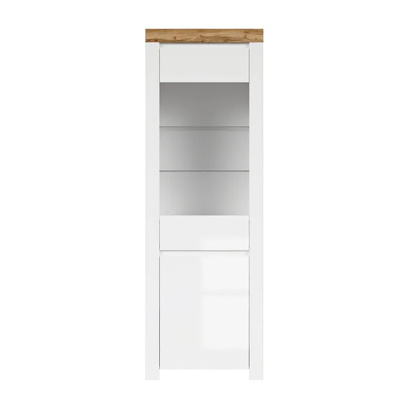 Vitrine 2 portes Hella Blanc et Bois