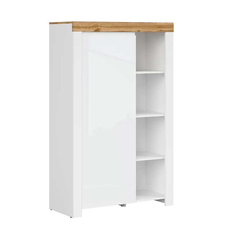 Bibliothèque 1 porte Hella Blanc et Bois