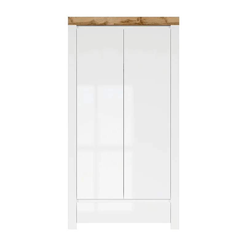 Armoire 2 portes 1 tiroir Hella Blanc et Bois
