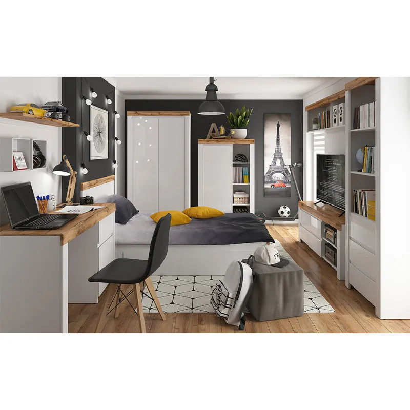 Armoire 2 portes 1 tiroir Hella Blanc et Bois