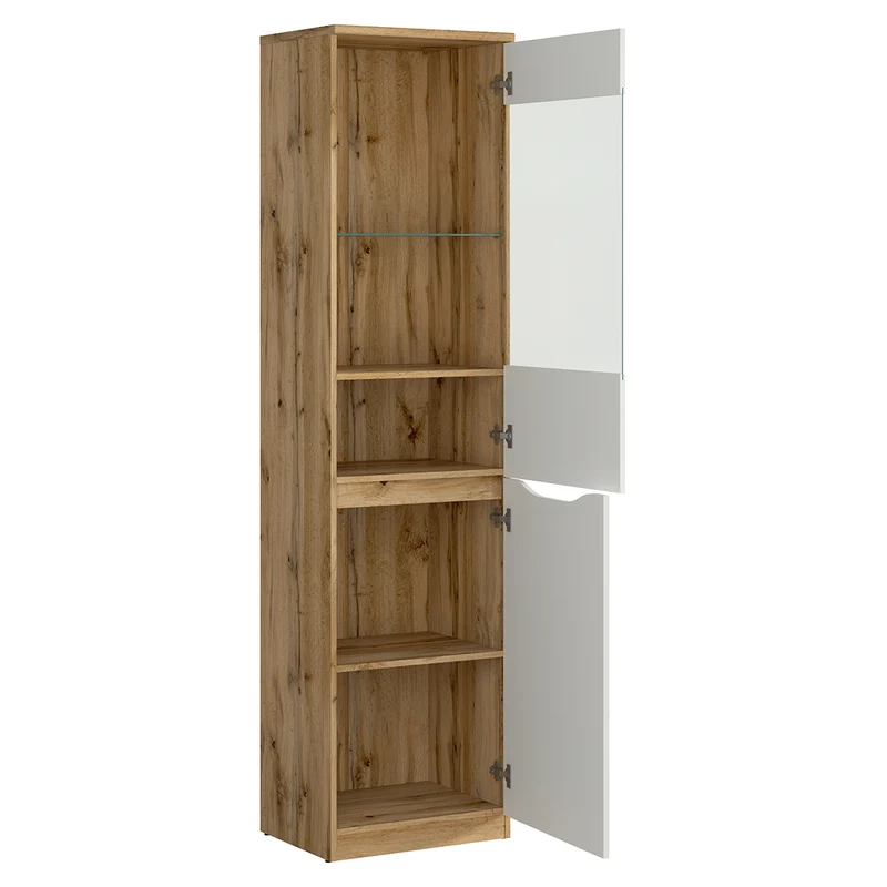 Vitrine 1 porte June Blanc et Bois