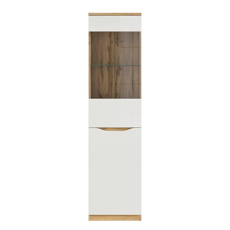 Vitrine 1 porte June Blanc et Bois