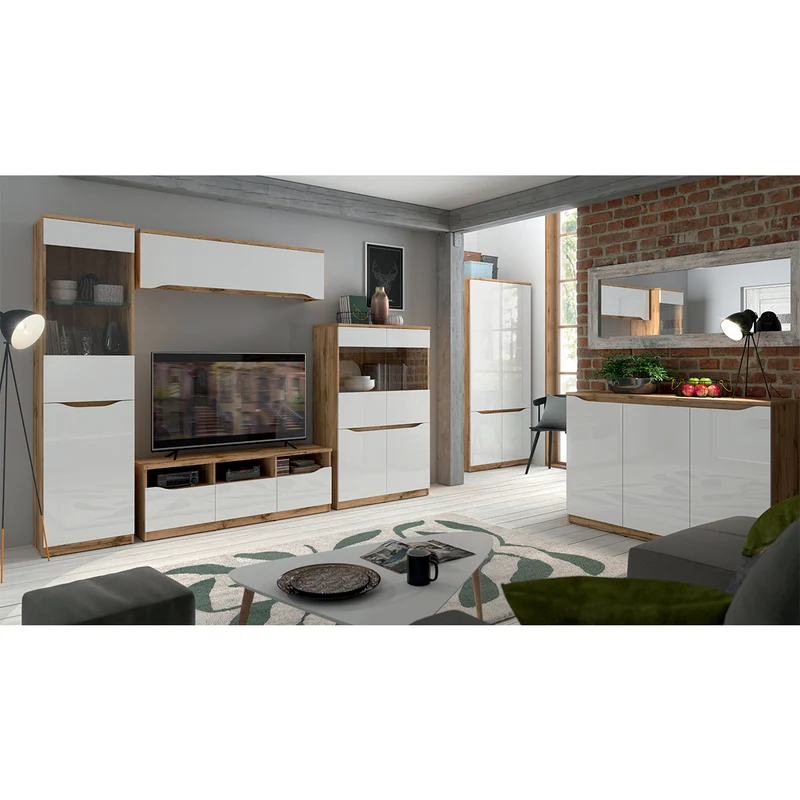 Vitrine 1 porte June Blanc et Bois