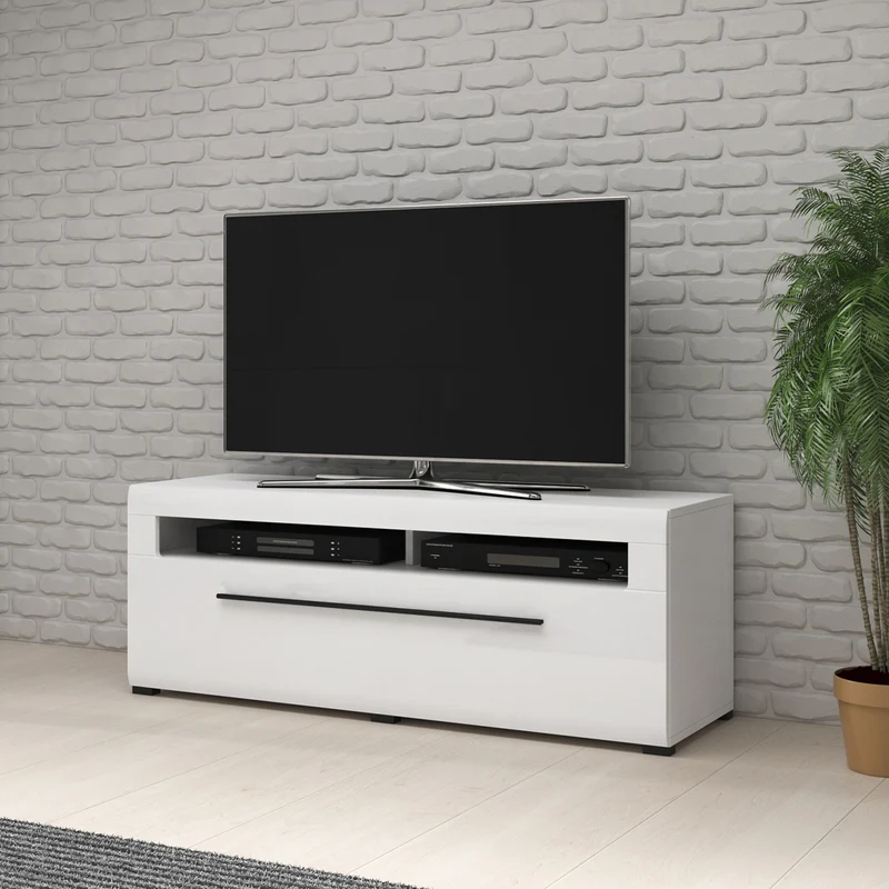 Meuble TV 1 tiroir 140 cm Louis Blanc