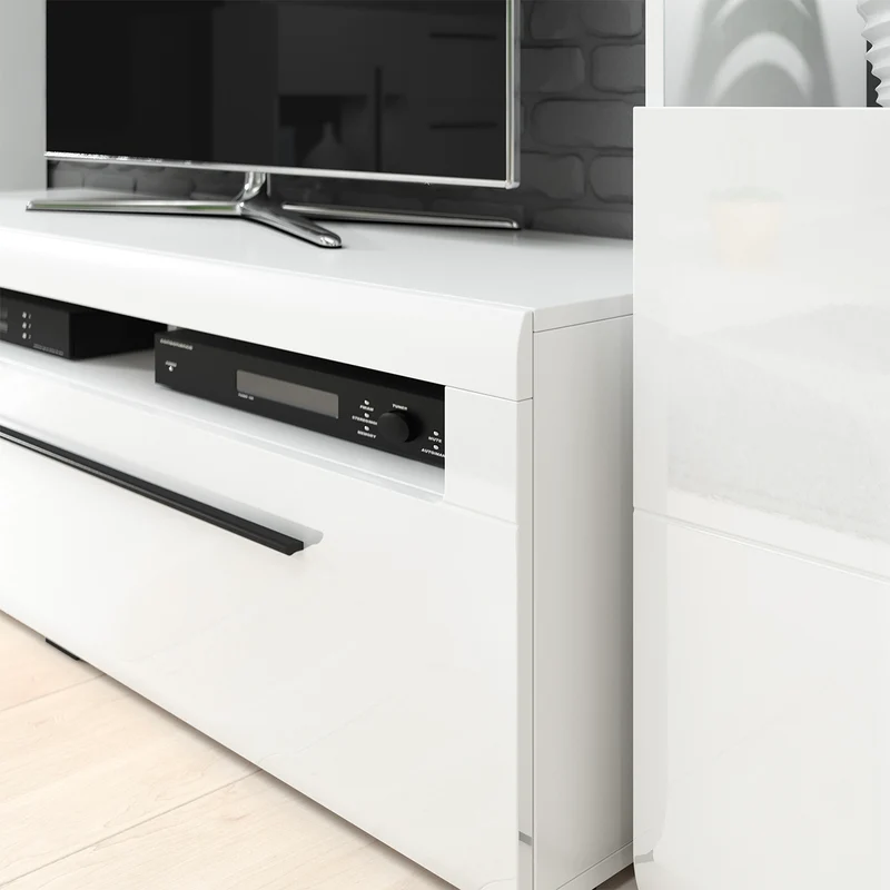 Meuble TV 1 tiroir 140 cm Louis Blanc