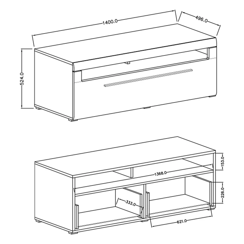 Meuble TV 1 tiroir 140 cm Louis Blanc